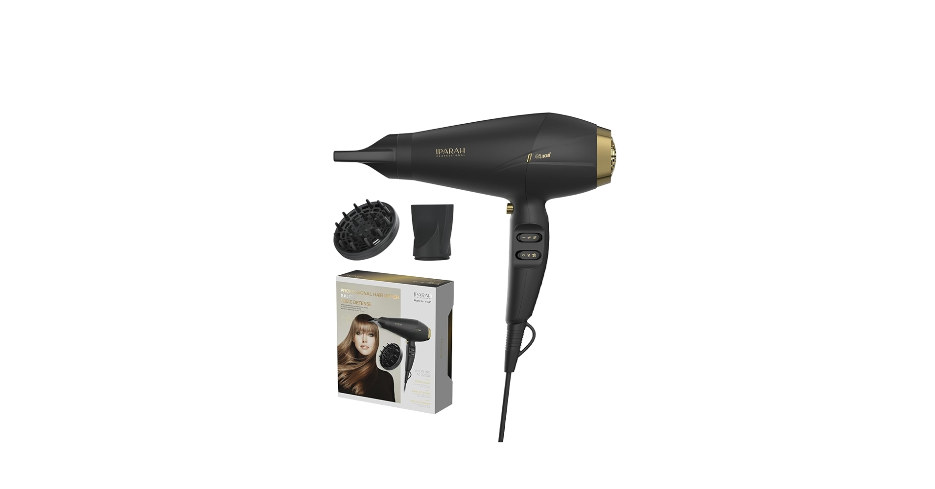 Ионный фен для волос Professional AC Hair Dryer P-340 2000-2400 Вт (31457715)