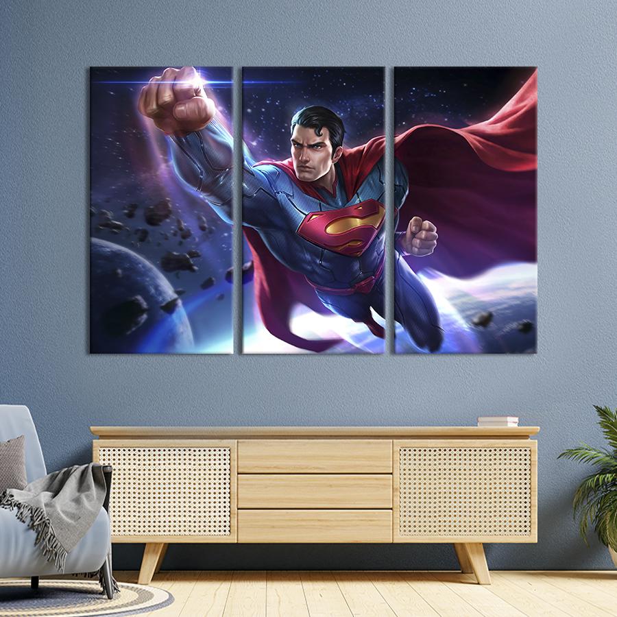Модульная картина триптих Полёт Супермена в космосе 78x48 см (752-31)