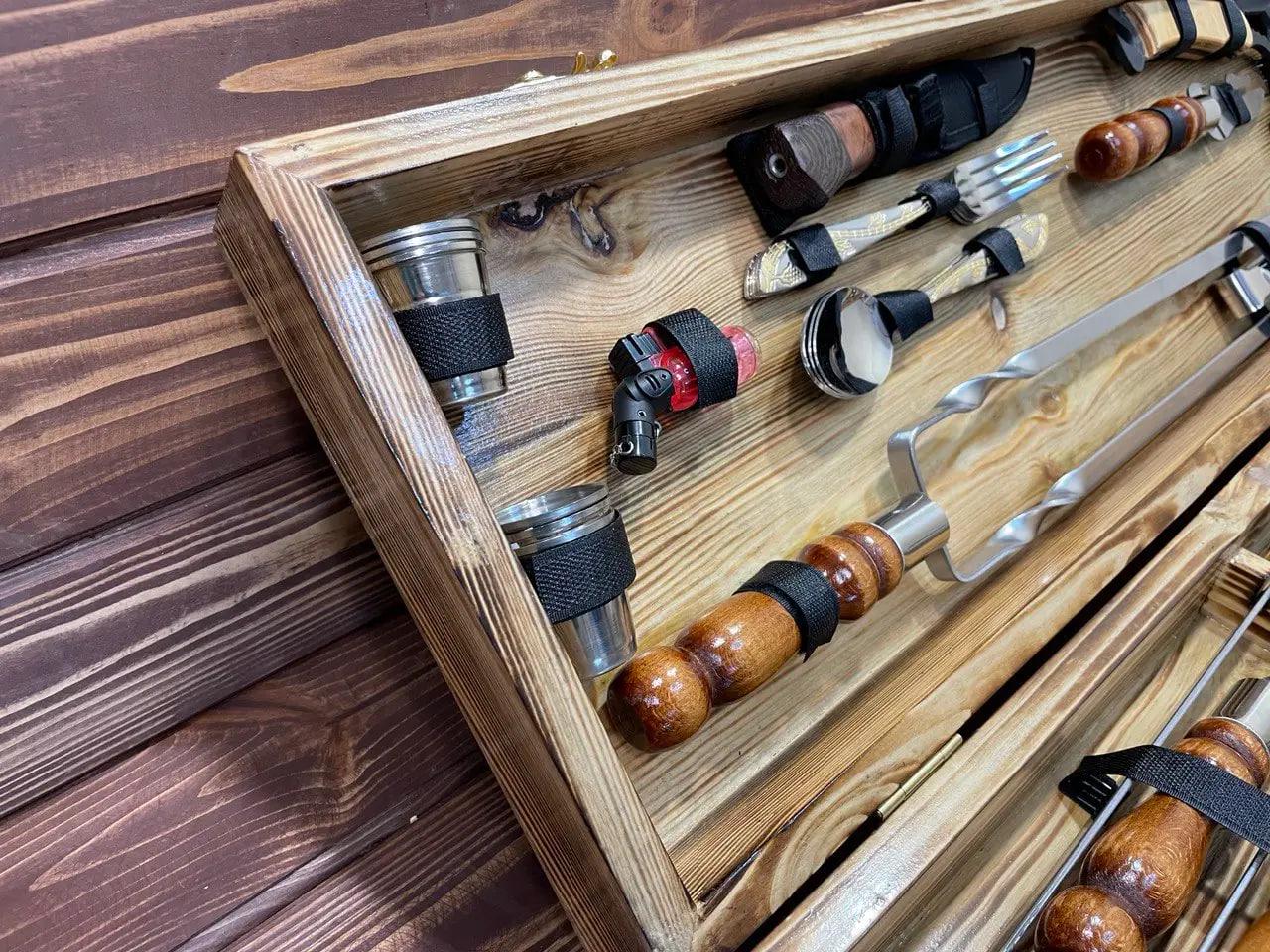 Подарунковий набір шампурів для барбекю і гриля Хижак №3-1 (10644962) - фото 3 Подарунковий набір шампурів для барбекю і гриля Хижак №3-1 (10644962) - фото 3