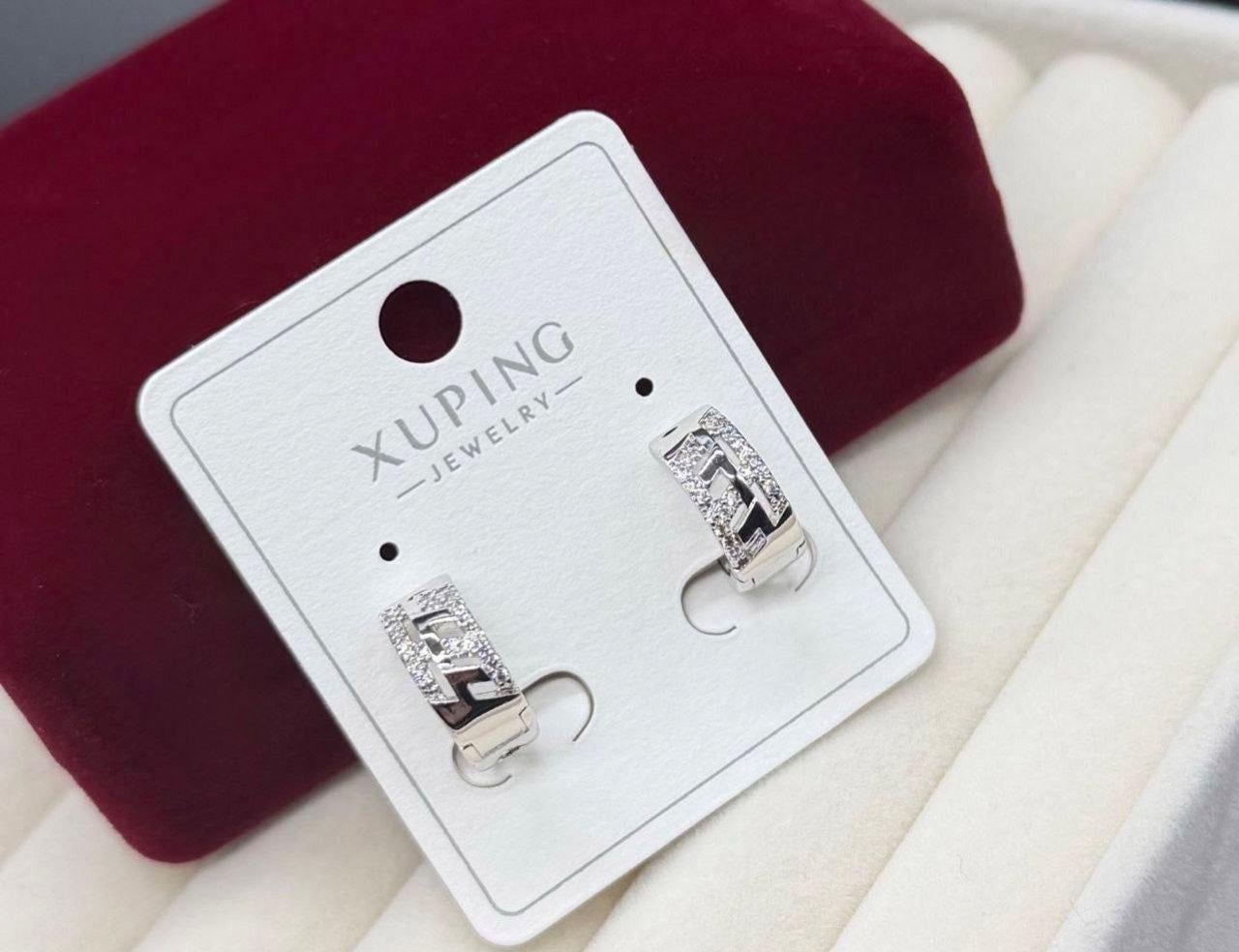 Серьги Xuping из медицинского сплава гипоаллергенные кольца с кристаллами Серебряный (2905932979)