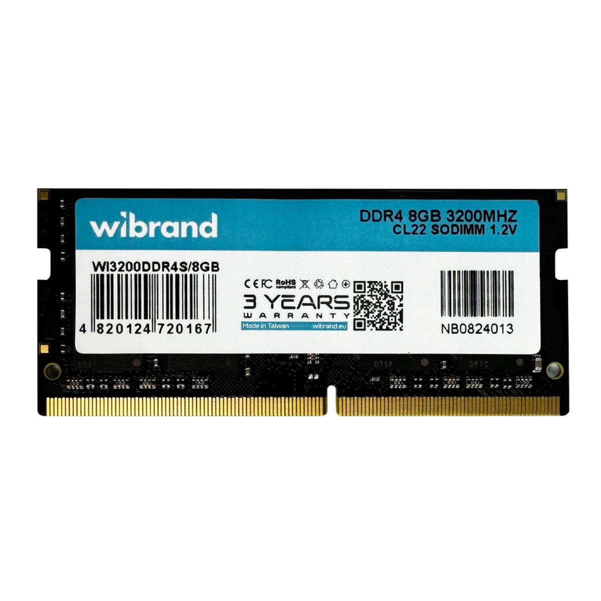 Оперативна пам'ять Wibrand CL22 DDR4 3200 МГц 16 Гб 1,2V (WI3200DDR4S/16GB)