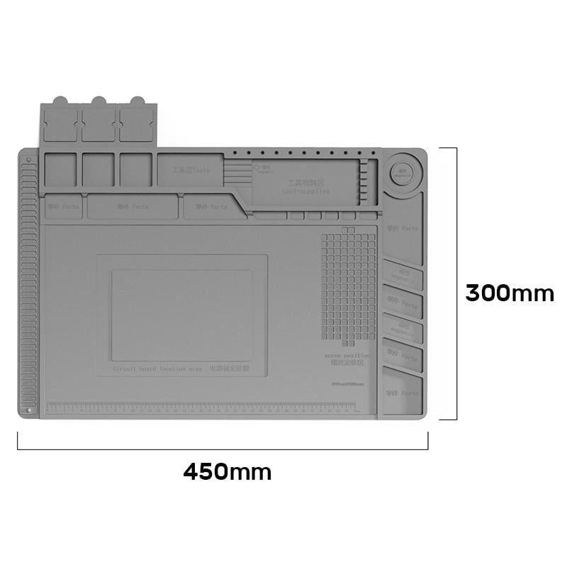 Мат силіконовий термостійкий AIDA S-160 для ремонту техніки та розкладки запчастин 450x300 мм Grey - фото 8
