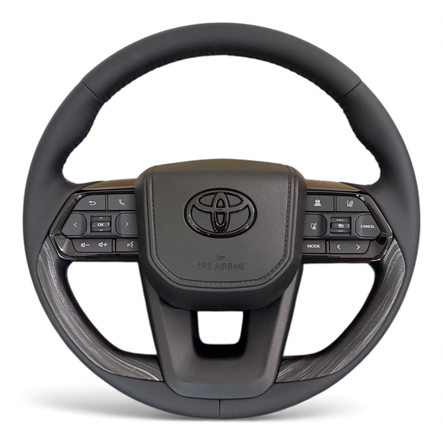 Руль для Toyota Land Cruiser 200/Prado 150 в стиле LC300 Черный логотип в сборе Дерево (31131708)