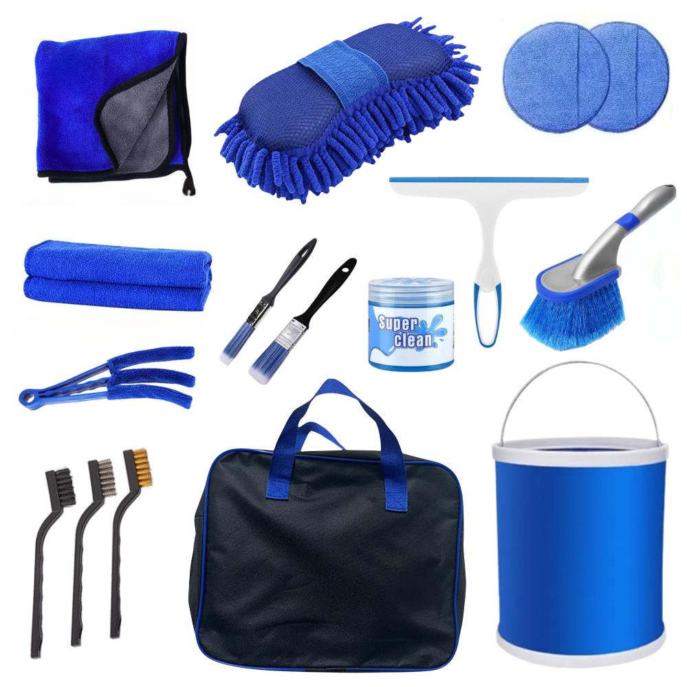 Набір для чищення та миття автомобіля зі складаним відром та сумкою 16 пр. (120.1847)