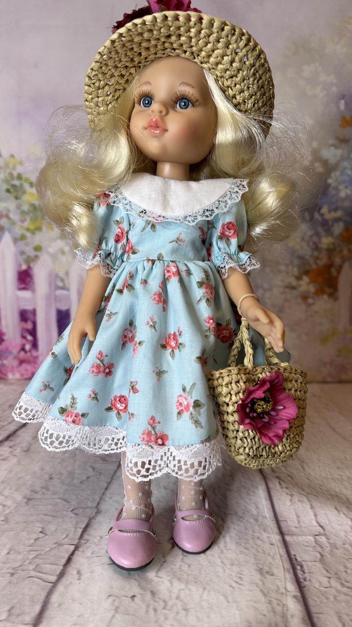 Кукла Paola Reina Паола в голубом платье с шляпой и сумкой 32 см limited edition