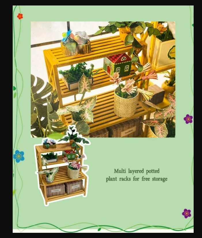 Румбокс CuteBee DIY DollHouse Панорамная оранжерея 3D (M42) - фото 10 Румбокс CuteBee DIY DollHouse Панорамная оранжерея 3D (M42) - фото 10