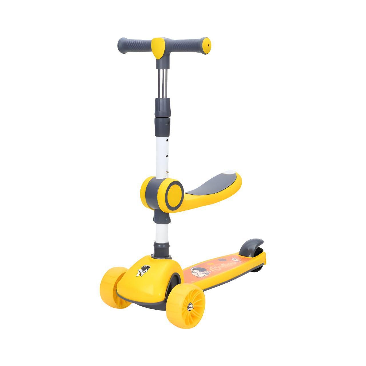 Самокат JR 3-097 3в1 з підсвіткою і музикою метал/пластик Жовтий (25156020) - фото 1