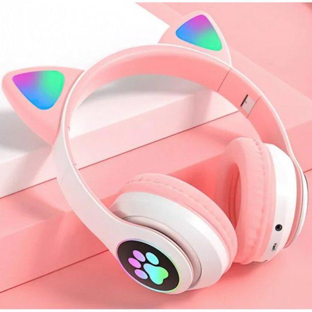 Наушники беспроводные VZV-23M Cat Ear Headset с ушками и LED подсветкой Розовый
