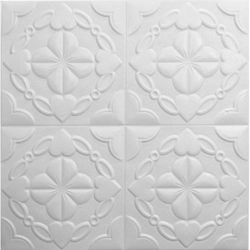 Панель самоклеющаяся 3D клевер 700x700x9 мм Белый (10113)