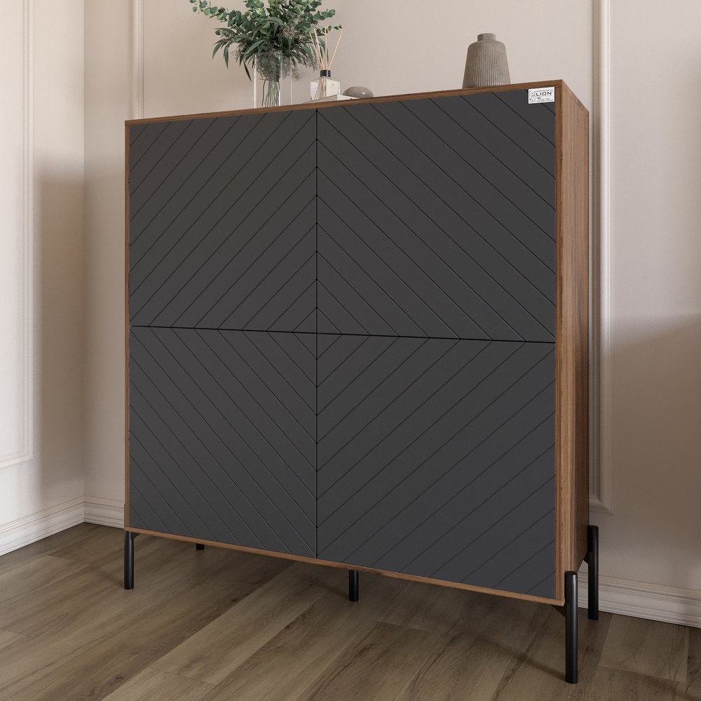 Комод-пенал Lion Амарант 114x40x126,5 см Дуб Ливорно/Графитовый (LION-042030) Комод-пенал Lion Амарант 114x40x126,5 см Дуб Ливорно/Графитовый (LION-042030)