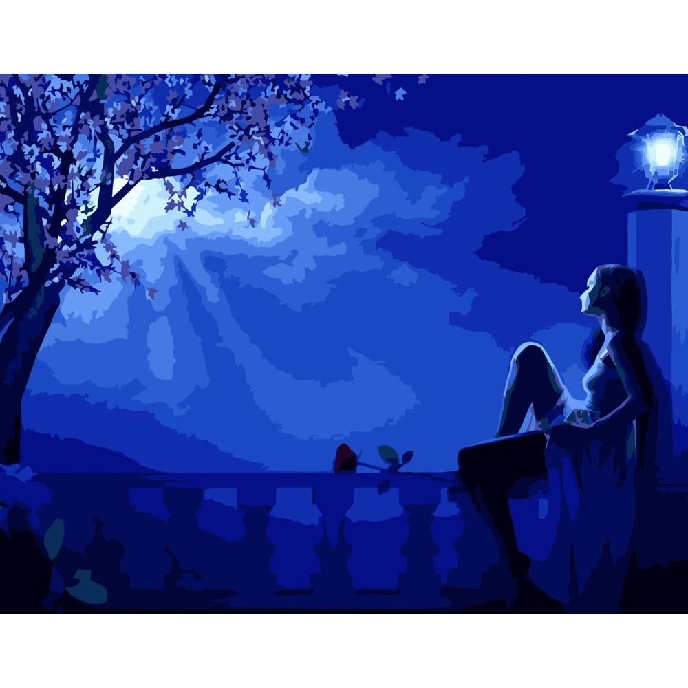 Картина по номерам Strateg Премиум Ночные мысли 40x50 см (DY216)