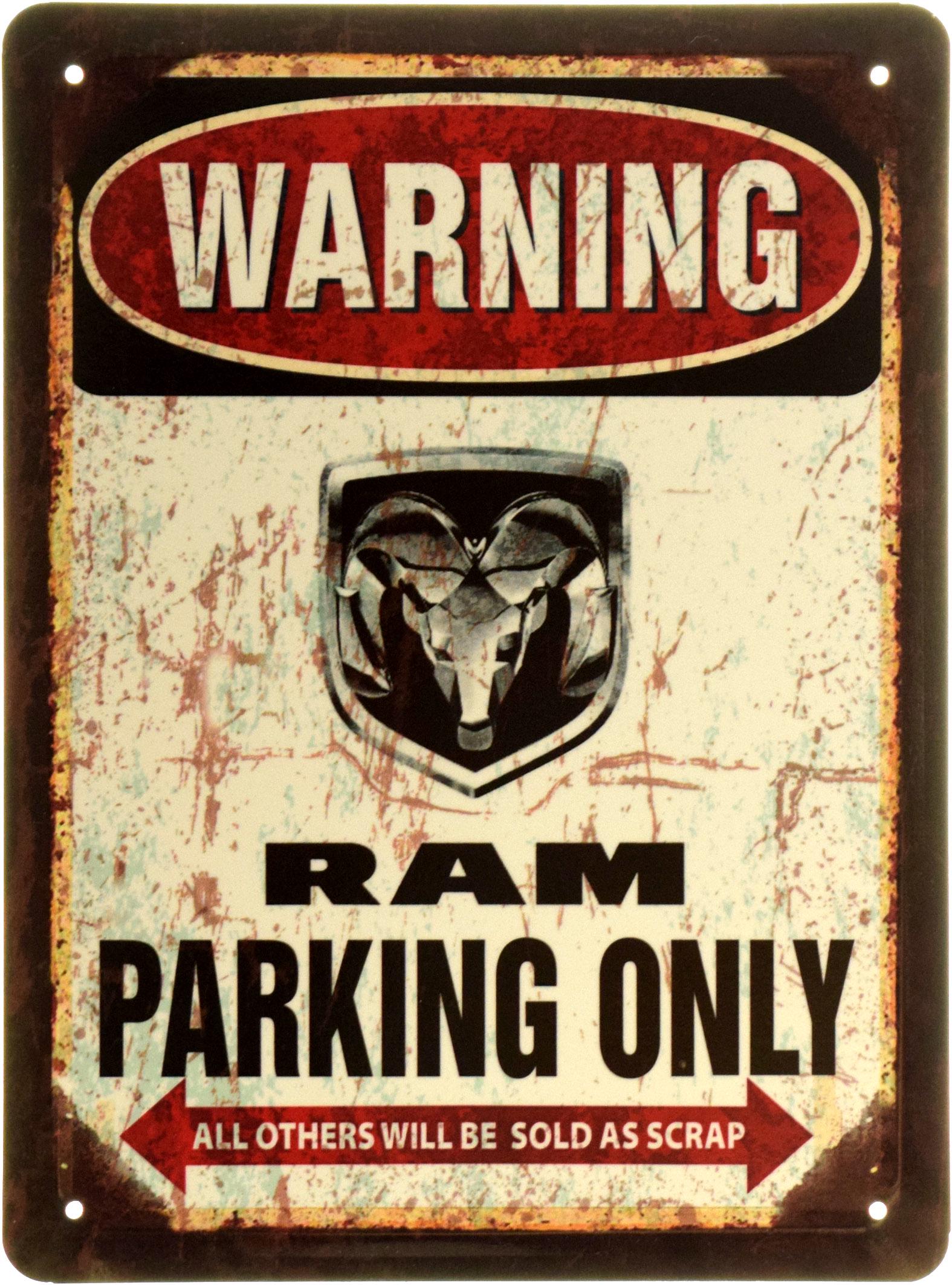 Табличка металлическая "Warning RAM Parking Only" 20х27 см (ms-103984) Табличка металлическая "Warning RAM Parking Only" 20х27 см (ms-103984)