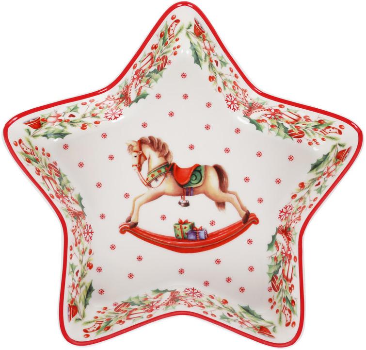 Блюдо в форме звезды Рождественская фантазия фарфоровое 28 см (32326558)