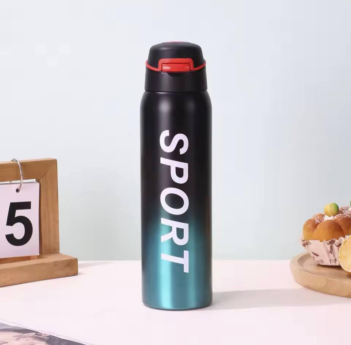 Термос із трубочкою Sport 350 мл Чорний з блакитним - фото 3 Термос із трубочкою Sport 350 мл Чорний з блакитним - фото 3