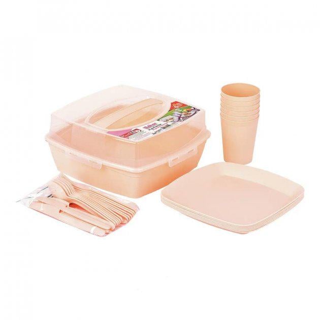 Набор для пикникак на 6 персон 32 предмета Персиковый (11-12-SP-1805)