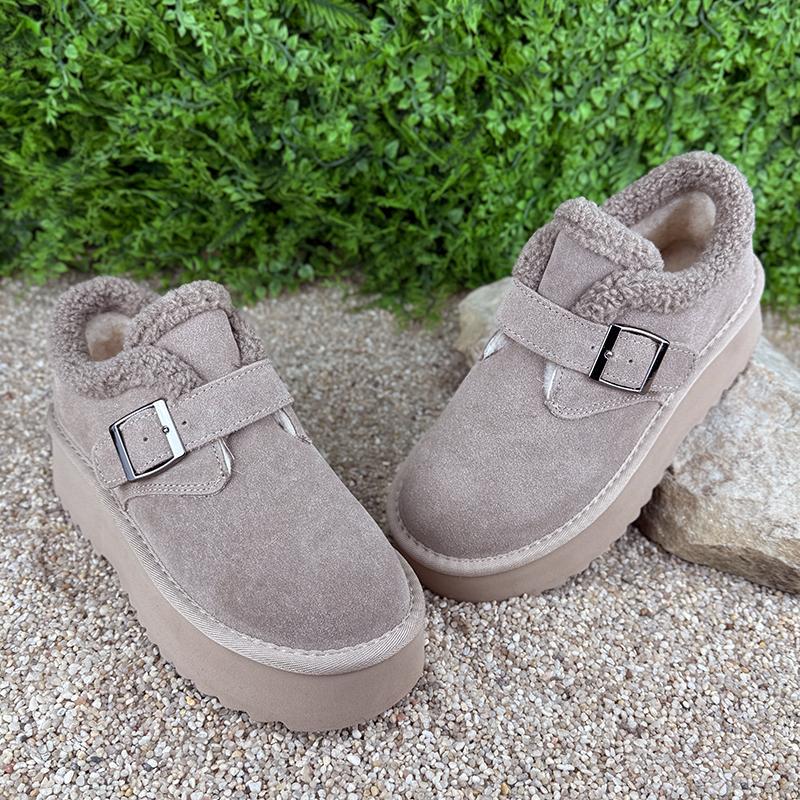 Уггі жіночі замшеві на платформі Е-005006-3 p. 39 24,5 см Бежевий