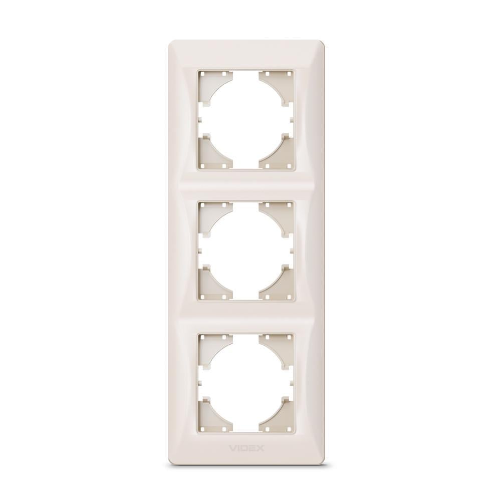 Рамка трехместная вертикальная Videx Binera Кремовой (00000012946)