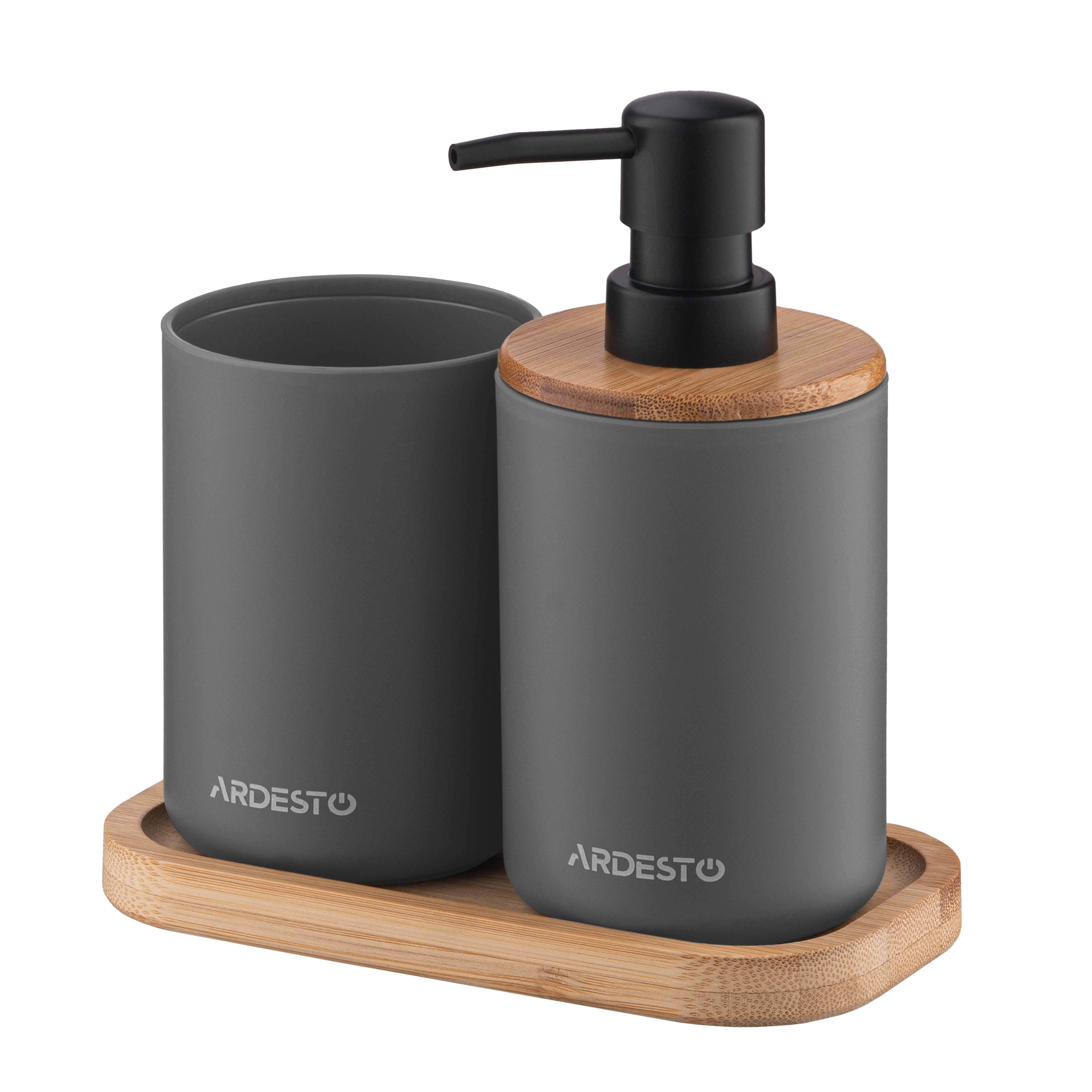 Набор для ванной комнаты Ardesto Minimalism 360 мл 3 предмета Темно-серый (ARHB3110GB)