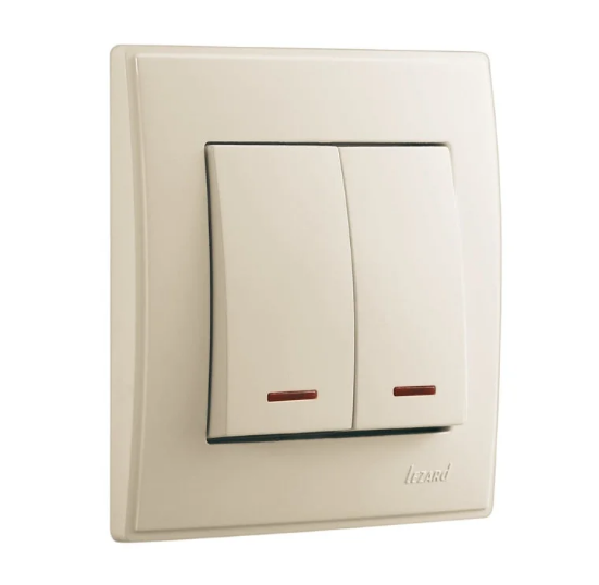 Вимикач двоклавішний Lezard Lesya з підсвіткою Кремовий (26397025)