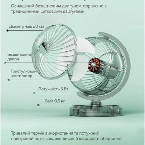 Вентилятор акумуляторний настільний AA-888 з підсвічуванням/3 швидкості 20 см - фото 5