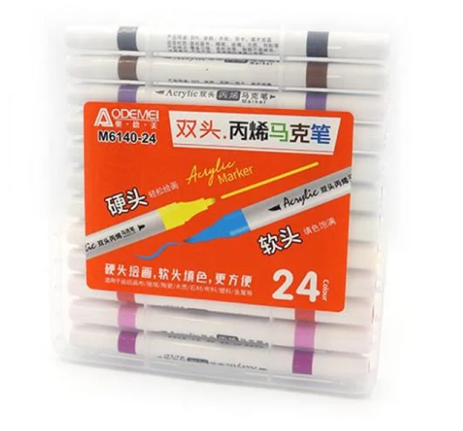Набор акриловых двухсторонних скетчмаркеров Aodemei 24 цвета