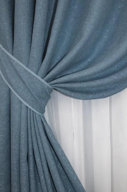 Ткань для штор лен Синий (1328ш) - фото 3
