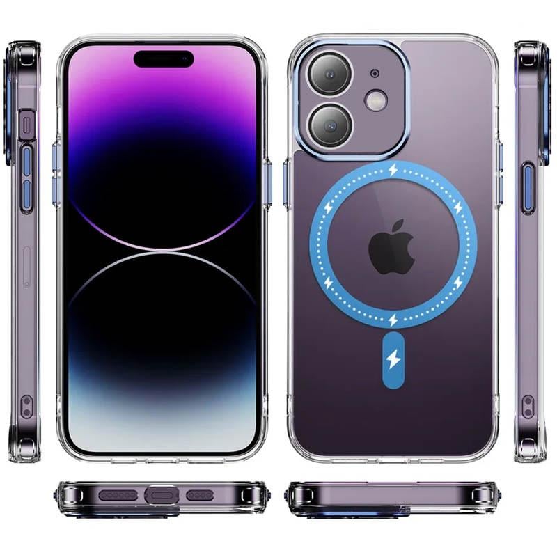 Противоударный Чехол Epik для Apple iPhone 12 (6.1") TPU+PC Colorful with MagSafe Blue - фото 2