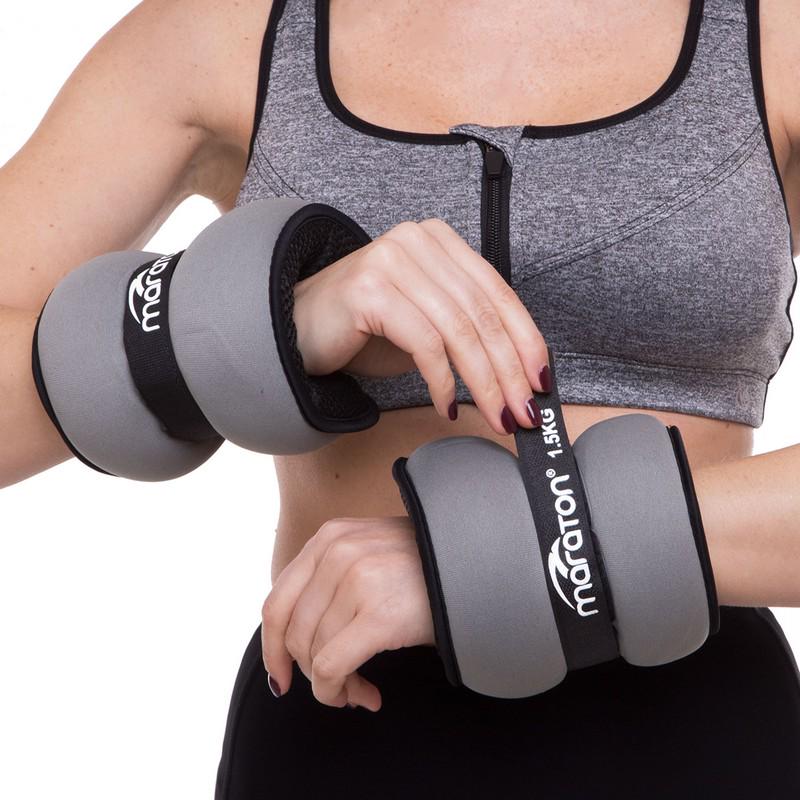 Обтяжувачі-манжети для рук та ніг Maraton Pro 2х1,5 кг Чорний/Сірий (FI-3123-3) - фото 6 Обтяжувачі-манжети для рук та ніг Maraton Pro 2х1,5 кг Чорний/Сірий (FI-3123-3) - фото 6