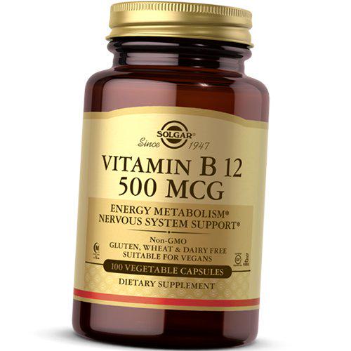 Витамин В12 Цианокобаламин Vitamin B12 500 Caps 100 вег. капс. (36313226)