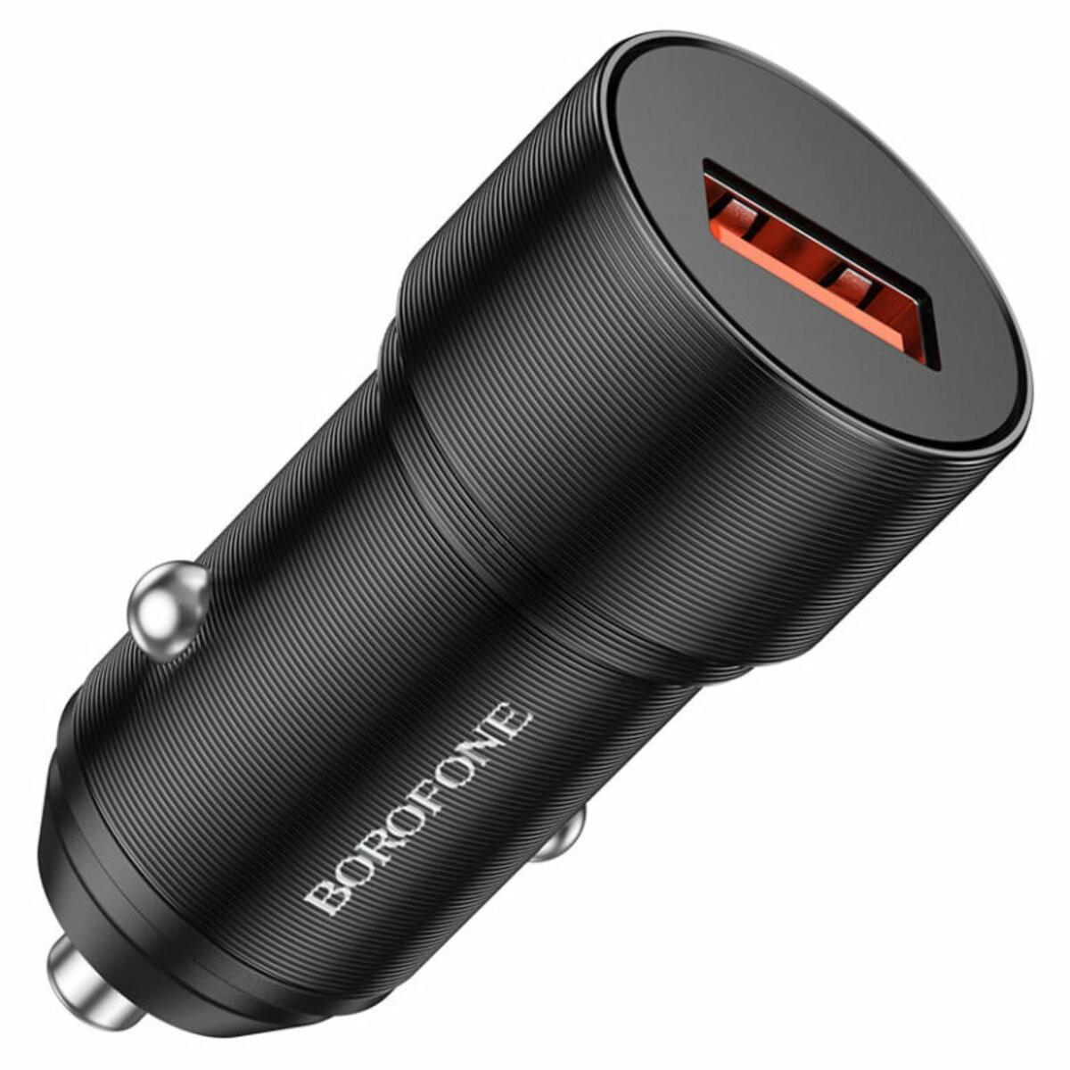 Зарядний пристрій автомобільний Borofone Type-C Port QC3.0 Wisdom Car Charger для телефона з швидкою зарядкою та кабелем Black (6974443387483) - фото 2