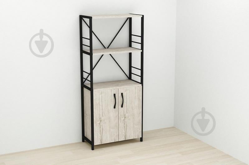 Этажерка 3/60 Ferrum-decor Серии Конект с тумбой  144x60x28 Черный ДСП Шервуд (FD1022)