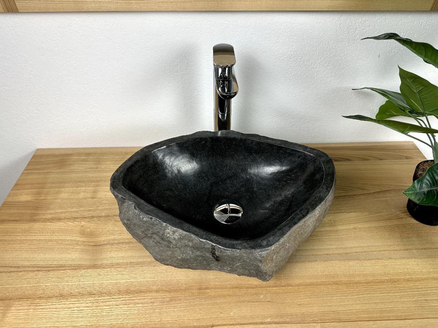 Раковина SpiritofStone накладна з річкового каменю у ванну 32 см (CA.1.25)
