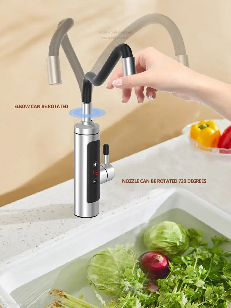 Проточный водонагреватель PY-010-1 гибкий кран с экраном металл (29197747) - фото 7