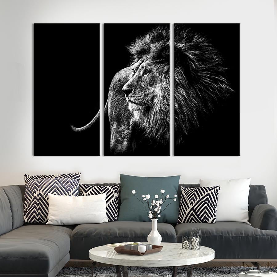 Модульная картина на холсте Триптих Задумчивый лев 156x100 см (160-31)