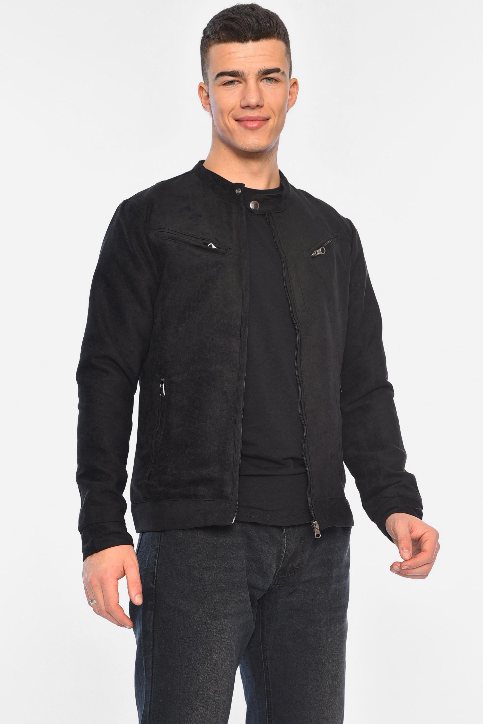 Бомбер мужской замшевый S Черный (195652) - фото 2