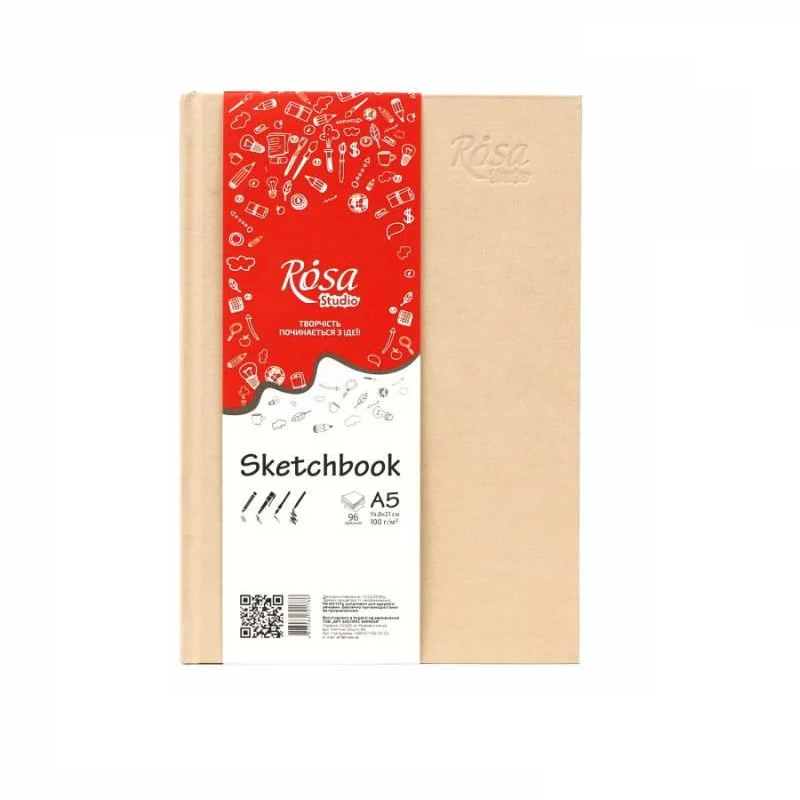 Альбом для графики ROSA Studio твердый переплет 100 г/кв. м 96 л. А5 Кремовый (16R5017)