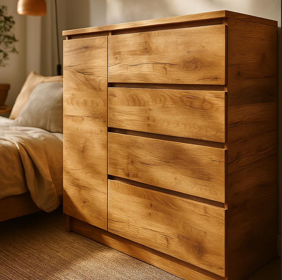 Комод ДСП Мастер Форм Брайт 20125 телескопические направляющие левый 1000х376х950 мм Дуб крафт золотой Комод ДСП Мастер Форм Брайт 20125 телескопические направляющие левый 1000х376х950 мм Дуб крафт золотой