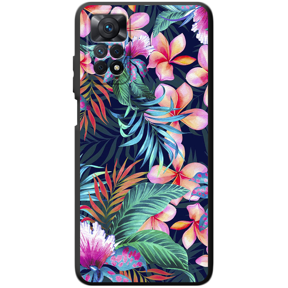Чехол BoxFace Xiaomi Redmi Note 11 Pro flowers in the tropics Черный силикон (44185-up1971-44083)