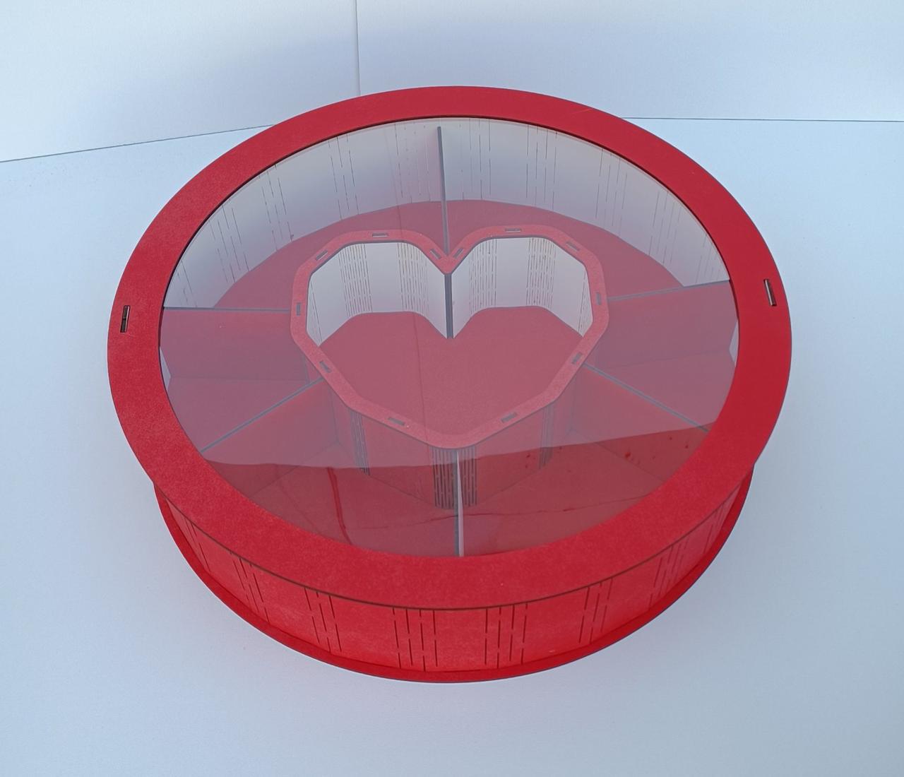 Коробка кругла з прозорою кришкою 40 см Червоний