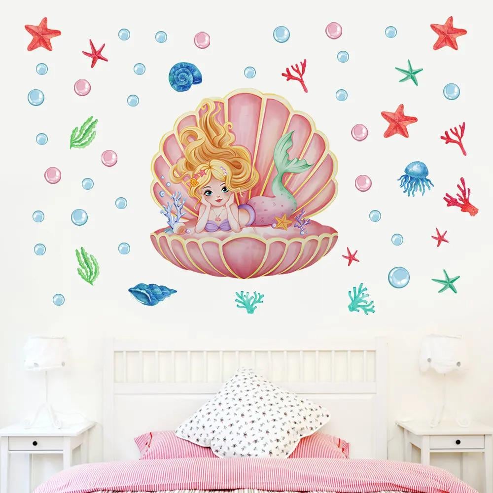 Наклейка виниловая Русалочка декоративная интерьерная в детскую комнату на стену для девочек 30х60 см Наклейка виниловая Русалочка декоративная интерьерная в детскую комнату на стену для девочек 30х60 см