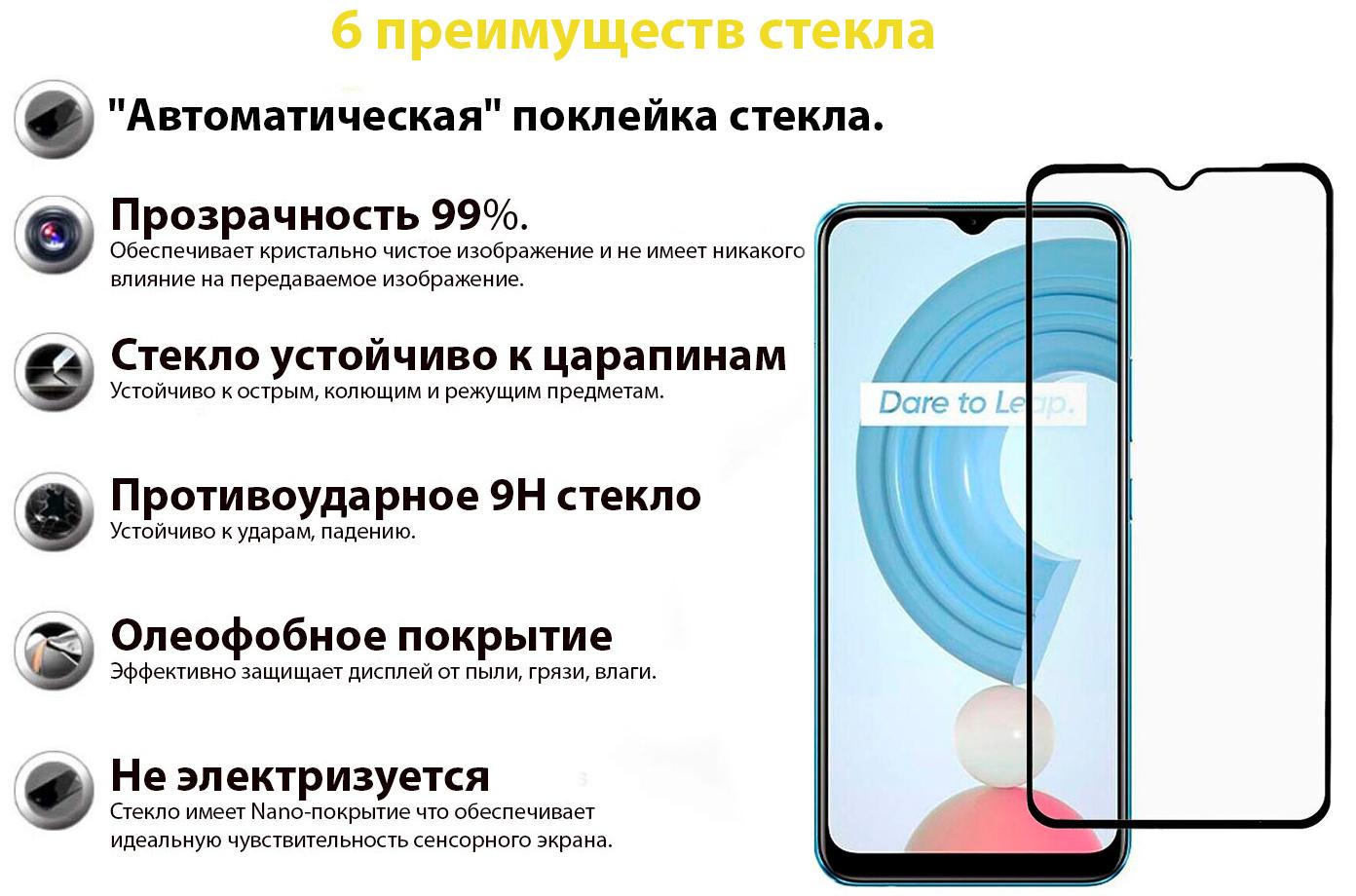 Защитное стекло BeCover для Realme C21Y Black (706904) - фото 2