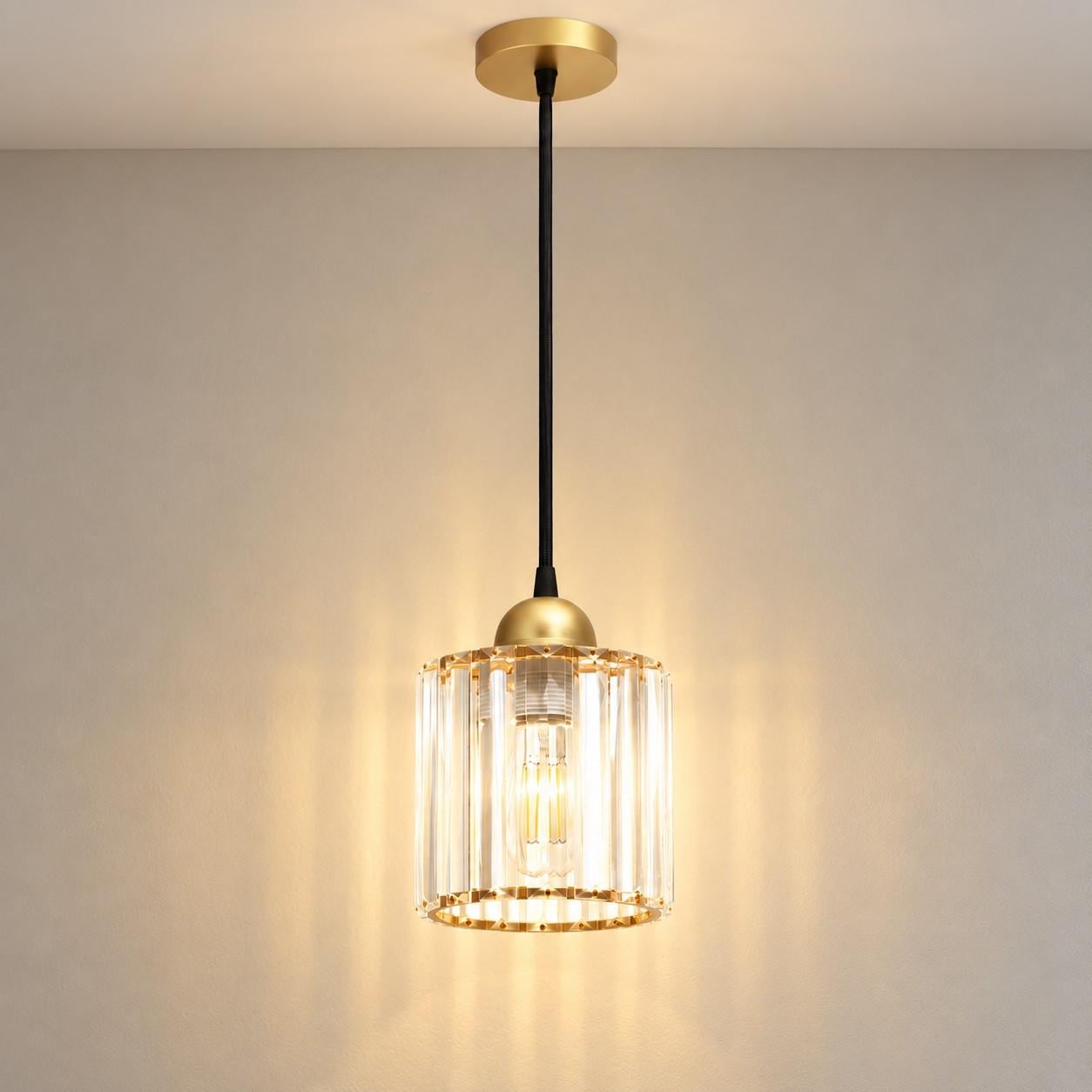 Подвесной светильник MSK ELECTRIC Brillante с рельефным плафоном под лампу Е27 Золотой (NL 12125 GD)