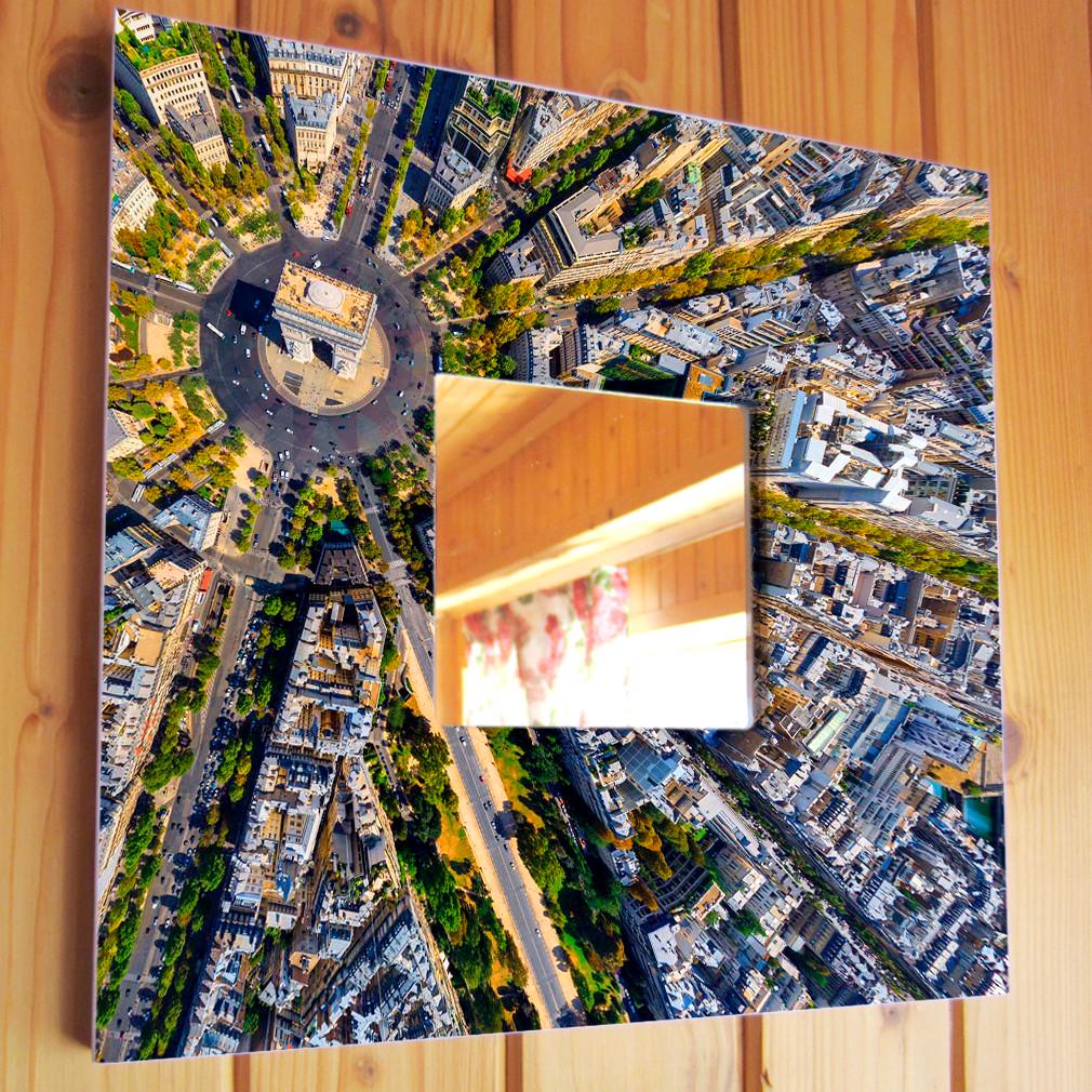 Зеркало декоративное Париж из птичьего полета 260х260 мм (M04109)