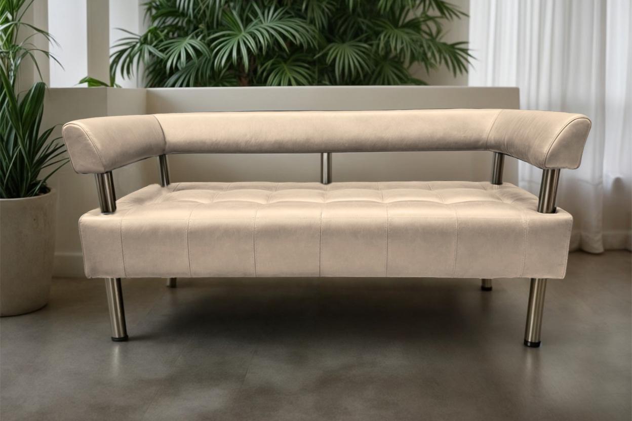 Диван офісний Tobi Sho Комфорт зі спинкою та підлокітниками 1800x530x750 мм шкірозамінник Шампань (2207) - фото 2