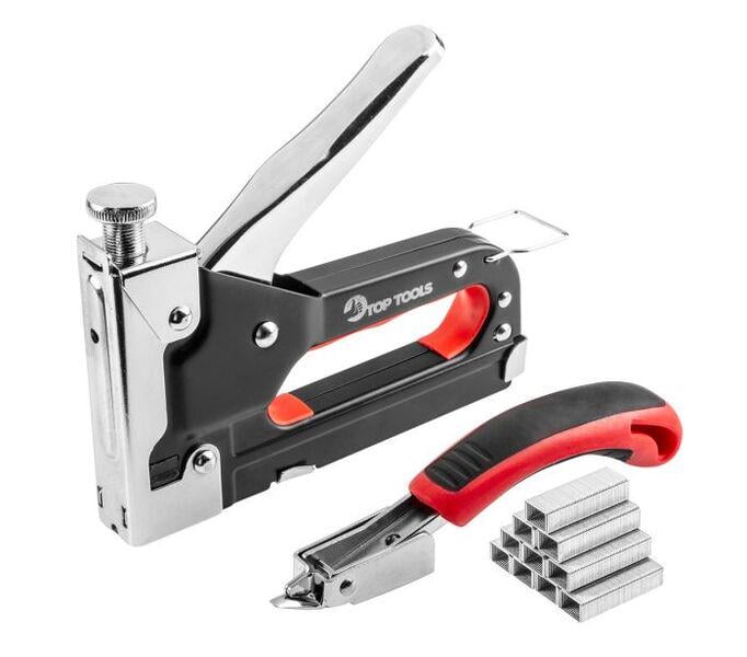 Степлер TopTools 41E915 со скобами J и антистеплером Черный (110-106-41E915)