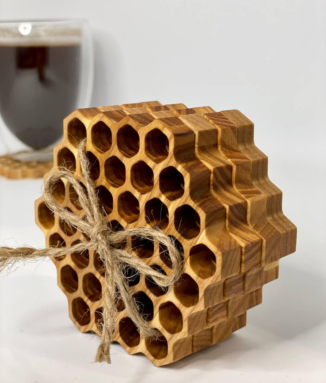 Костеров из дерева Пчелинные соты 10х1 см 4 шт. (9270201) - фото 2 Костеров из дерева Пчелинные соты 10х1 см 4 шт. (9270201) - фото 2