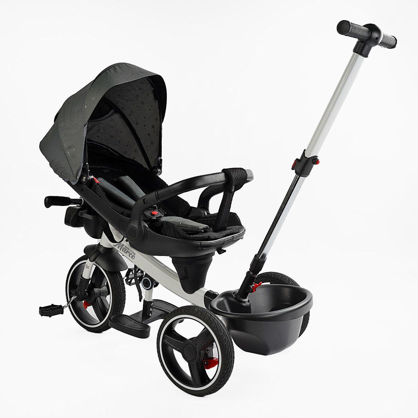 Велосипед дитячий триколісний Best Trike Marco 9155 PU складане кермо музична фара з батьківською ручкою Хакі (603-85) - фото 7