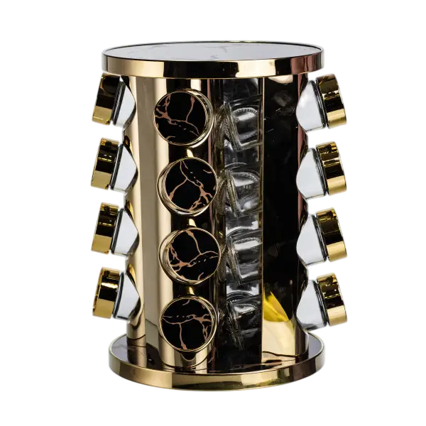 Набір баночок для спецій Yiwu на обертаючій підставці 16 шт. Чорний (147-107- HP-1370)