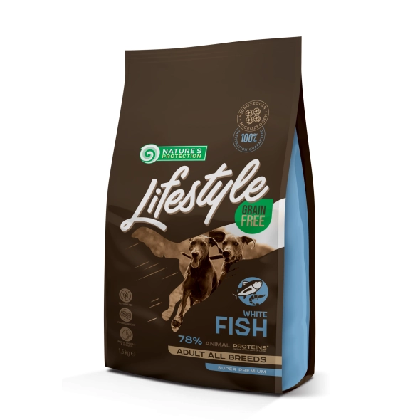 Сухий корм беззерновий Lifestyle Grain Free White Fish All Breeds з білою рибою для дорослих собак всіх порід 1,5 кг (NPLS45684)