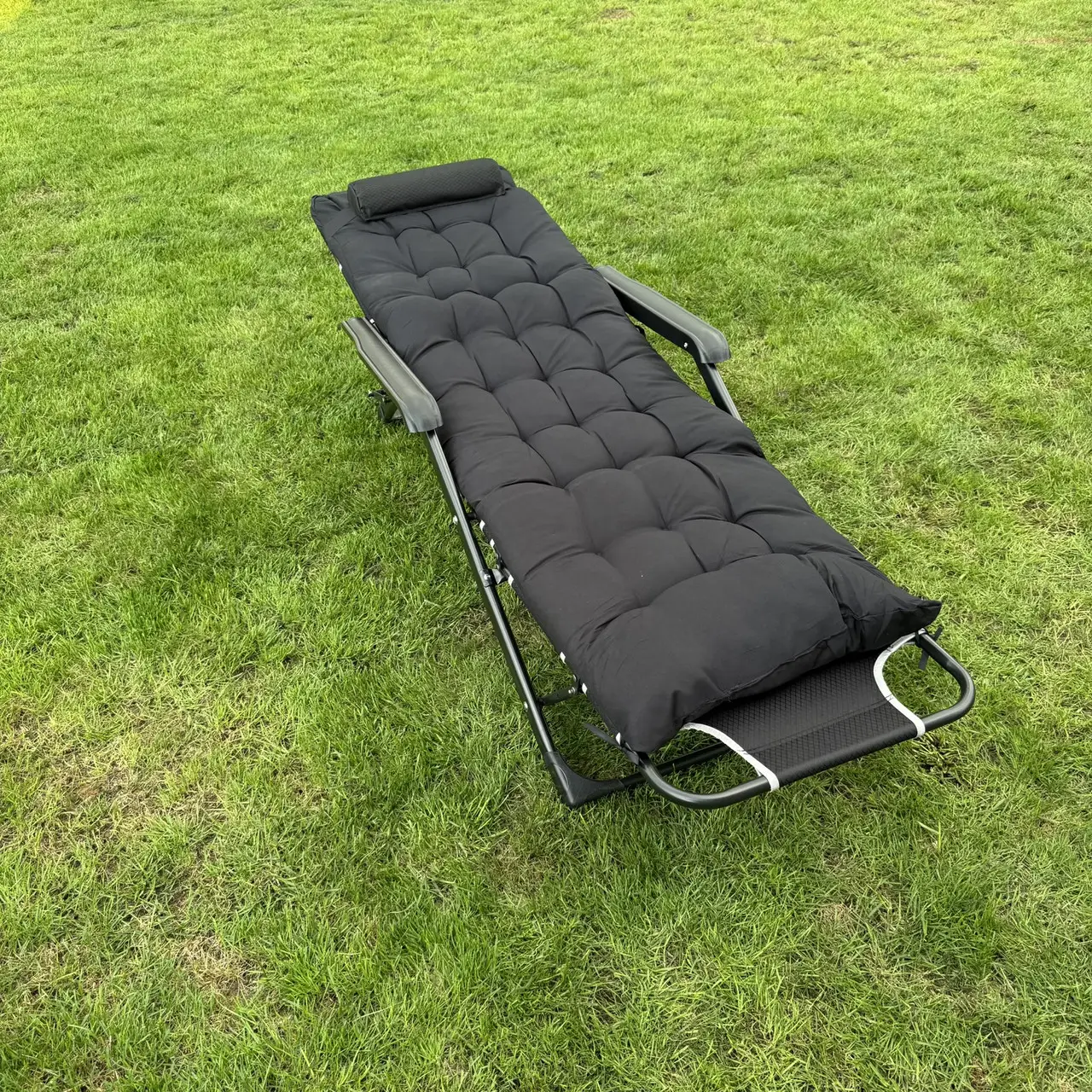 Шезлонг садовый тканевый с матрасом Garden Черный - фото 6